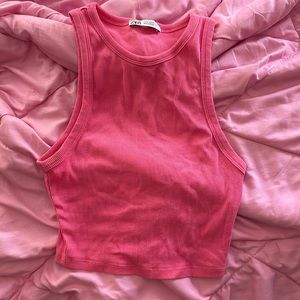 Zara pink cropped tank top size small worn once